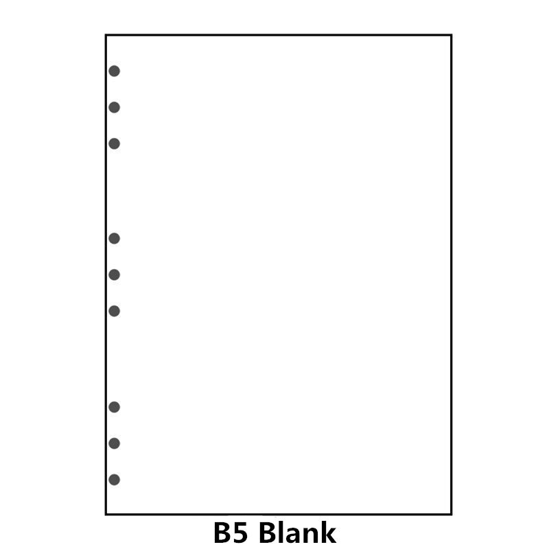 B5 9 Holes Loose-leaf Notebook Draft Paper Diary Sketchbook Journal Grid Line-Dot Planner Painting Inner Page Office Stationery: Blank-45 sheets