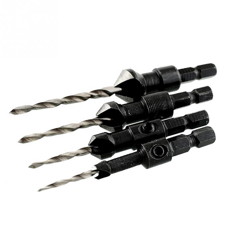 4pcs drill bits Hex Shank Taper Drill Counter Sink Holes Drilled Carpenter Countersink Bit Reaming Drill #6 #10 #13 #16