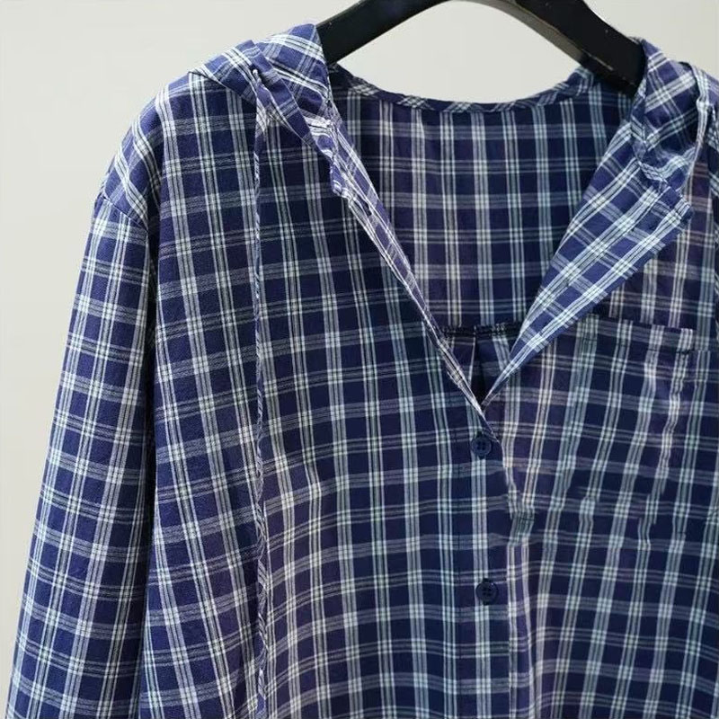 Spring Summer Women's Casual Loose Office Blouse plus Size 4XL Hooded Top Female Workwear Casual Shirt Lady Style KE8053