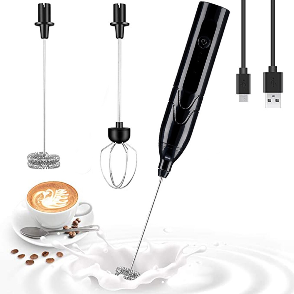 Electric Milk Frother Cappuccino Coffee Foamer Handheld Egg Beater USB Charging Chocolate Latte Drink Mixer Blender