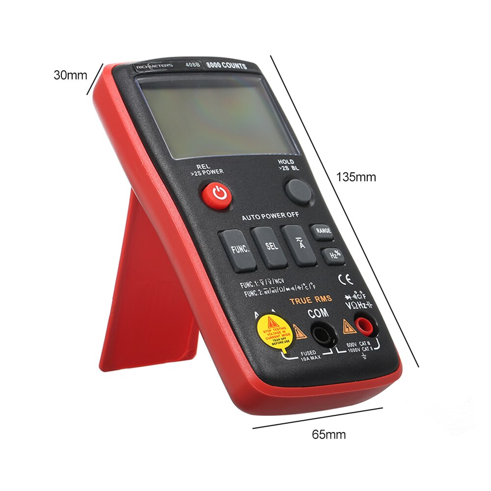 RICHMETERS RM408B Handheld True-RMS Digital Multimeter Button 8000 Counts With Analog Bar Graph Temperature Sensor