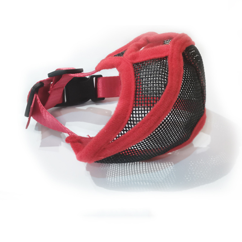 Short Snout Pet Dog Muzzles Comfortable Adjustable Mesh Muzzle Mask Anti Bite Stop Barking Supplies For French Bulldog Pug: Red / XL