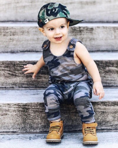 neue Sommer Camo Strampler Jungen Mädchen ärmellos Spielanzugoverall Baumwolle Neugeborenen Outfits Kleidung Heißer