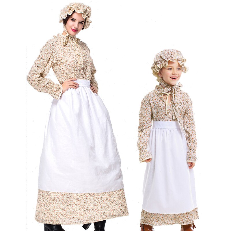 Mother and Girl Halloween Grandama Wolf Costumes Fairy Tale Peformance Outfits