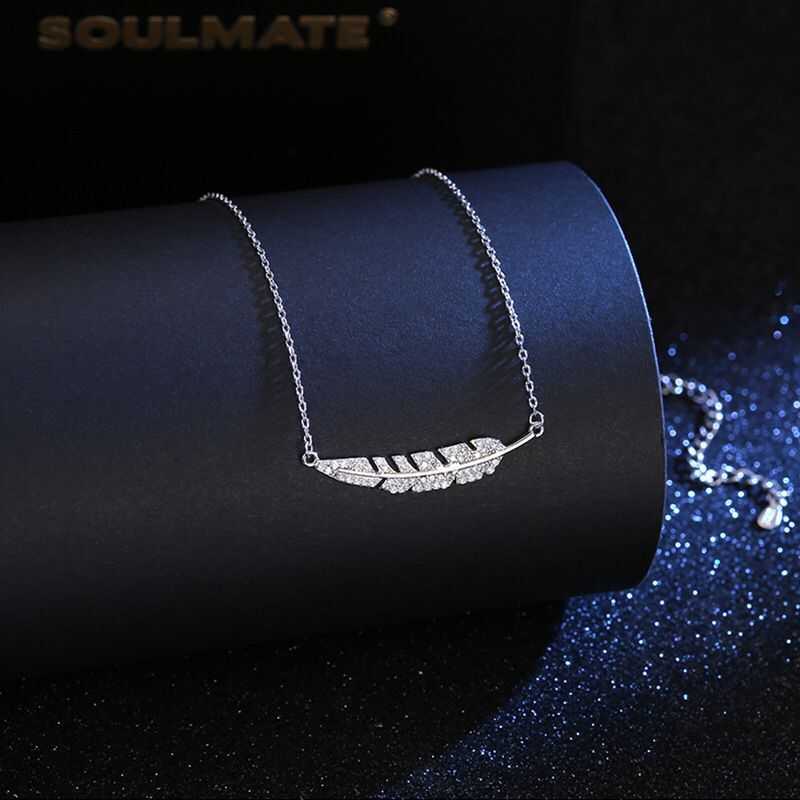 NPKDS-Colgante de diamante de 1 quilate para mujer, collar de plata, cadena de cristal brillante para clavícula, de , joyería: HTY281