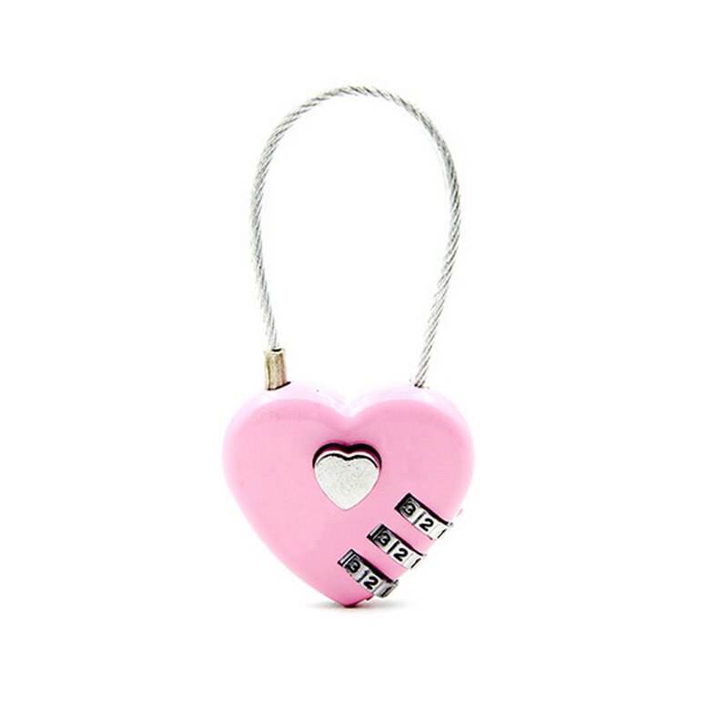 1 st hjärtformat hänglås 3 uppringningsnummer lösenord lås bagage lösenord hänglås dubbel humör kärlek lås resa 4 färger: Rosa