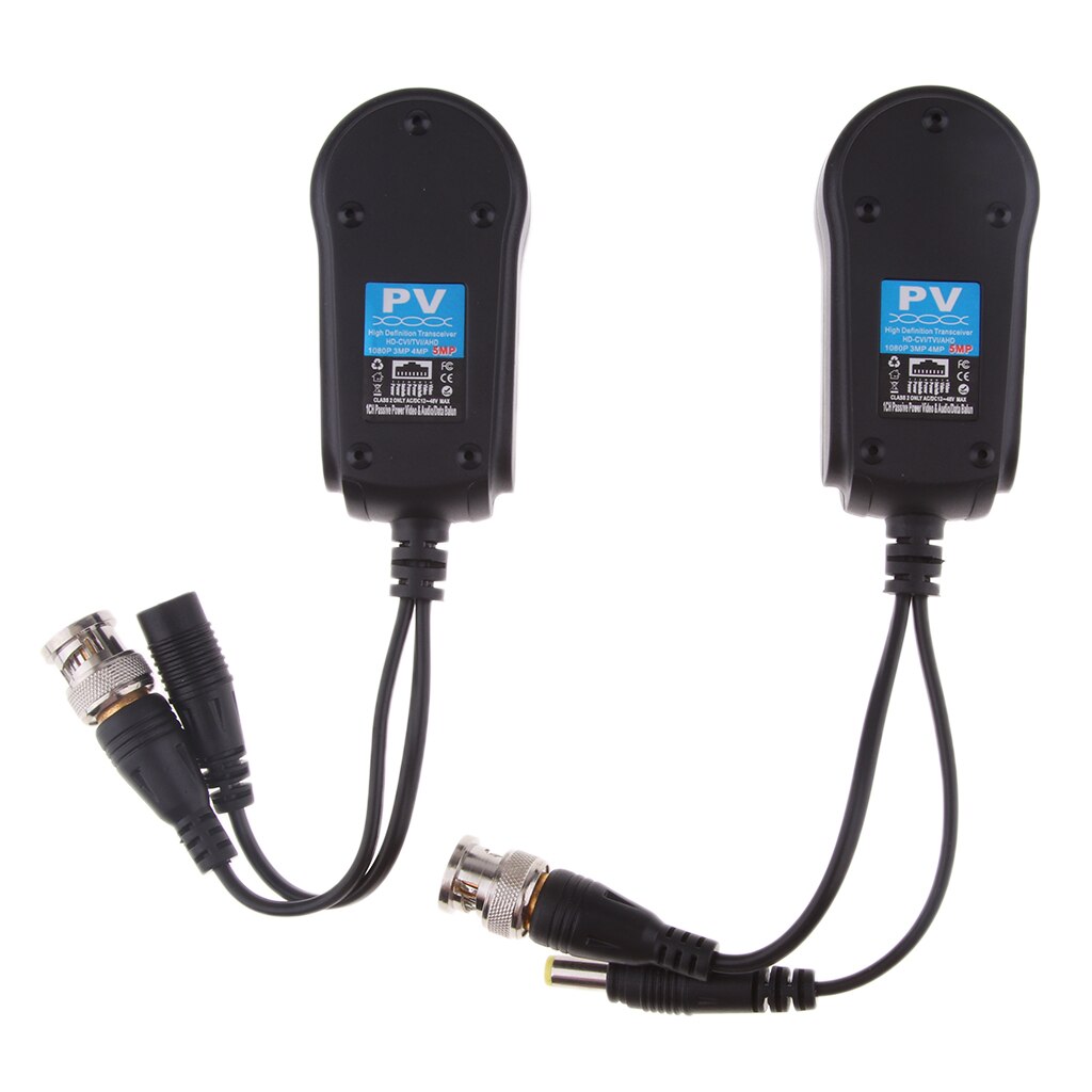 2Pcs ABS Video Balun Video Balun Transceiver Video Balun Passive Black