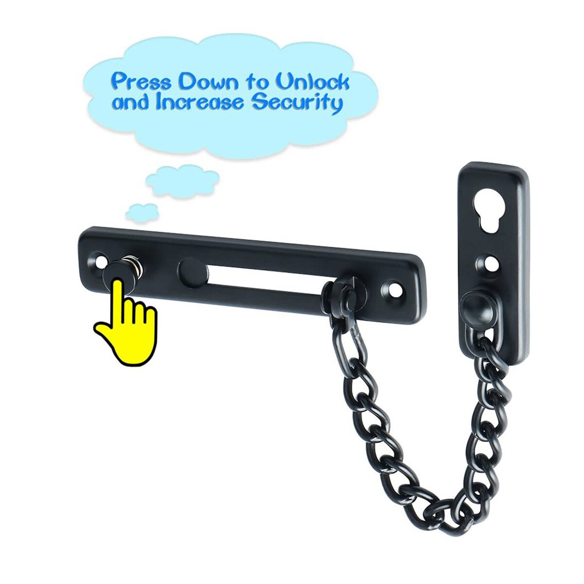 Chain Door Guard with Spring Anti-theft Press Lock, Stainless Steel Security Door Chain Lock