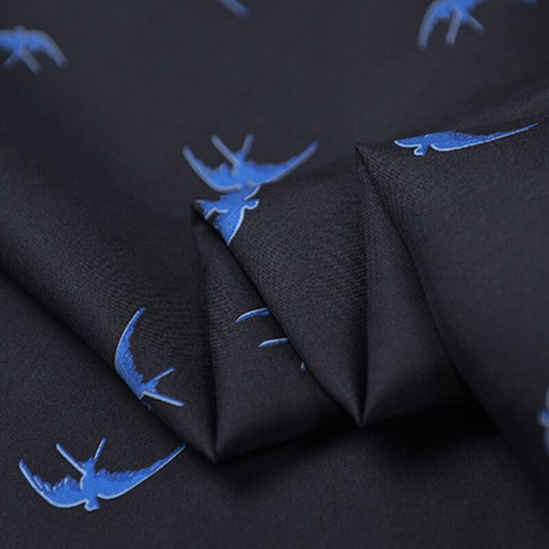 100cm*138cm natur silke twill stof svale fugle mønster kontrast farve