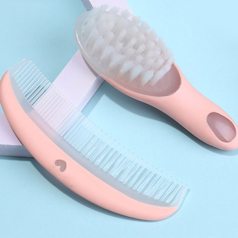 2Pcs/Set High Plastic Convenient And Easy To Use For Baby Daily Hair Care Suit Baby Soft Comb Brush: pink