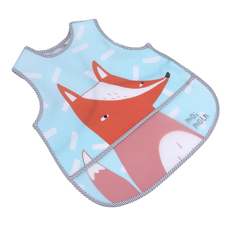 Baby slabbers eva waterdichte voedingsslabbetjes cartoon dierenprint voedingsdoek mouwloos kinder baby schort babador bandana: Een blauwe vos