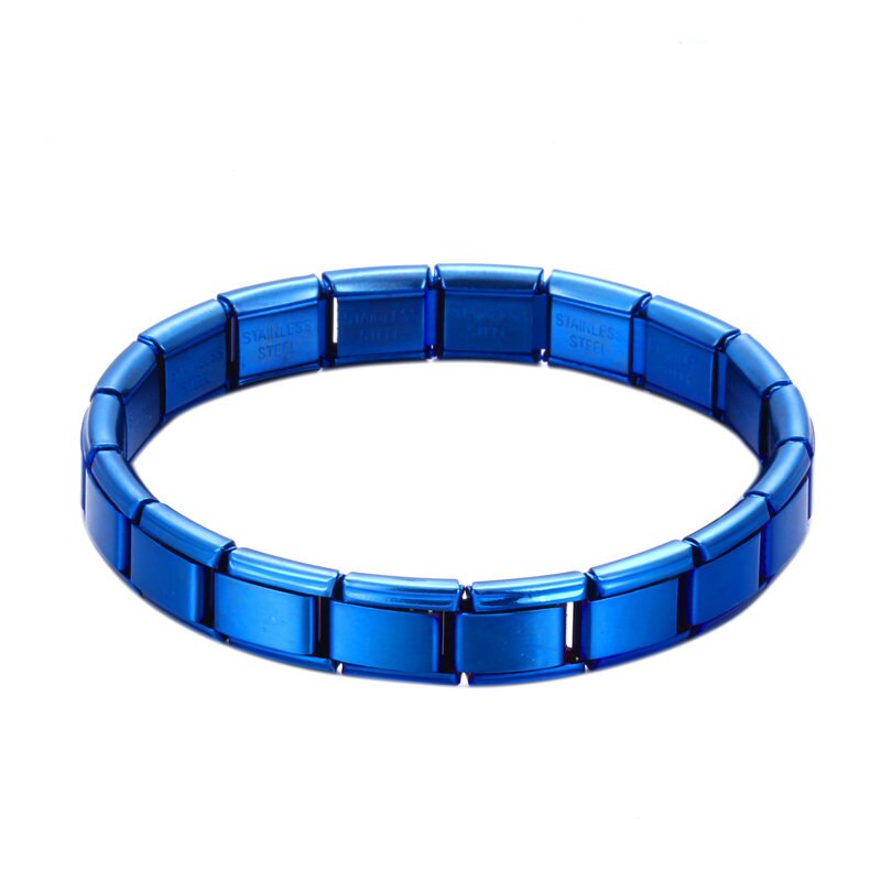 Pulsera de acero inoxidable con cadena de eslabones, colgante de pulsera, estilo minimalista, informal, Unisex: Blue