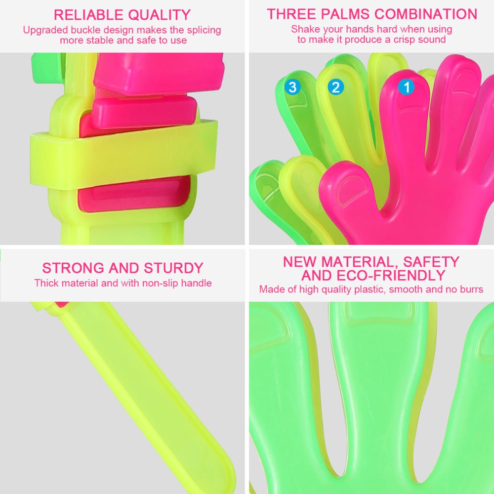 Toyvian 20pcs Plastic Hands Clap Funny Cheer Prop for Party Consert Club (Mixed Color)