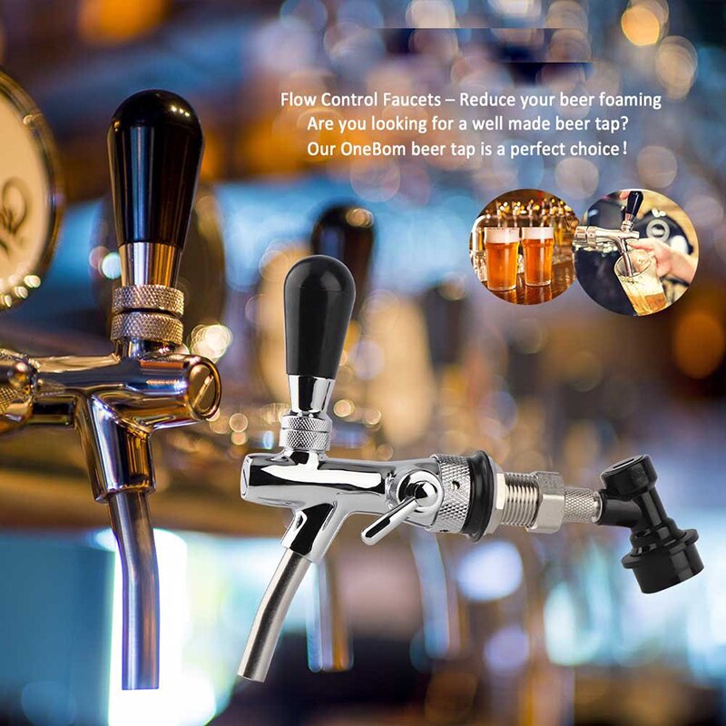Beer Faucet &amp; Adjustable Tap Beer Shank Chrome Tap Plating With Ball Lock Disconnect Liquid For HomeBrew Cornelius Keg Dispenser