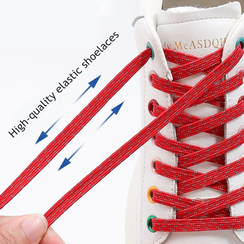 Cordones elásticos reflectantes sin lazos para zapatillas, cordones de goma para zapato que No se ata, planos y rápidos para niños y adultos