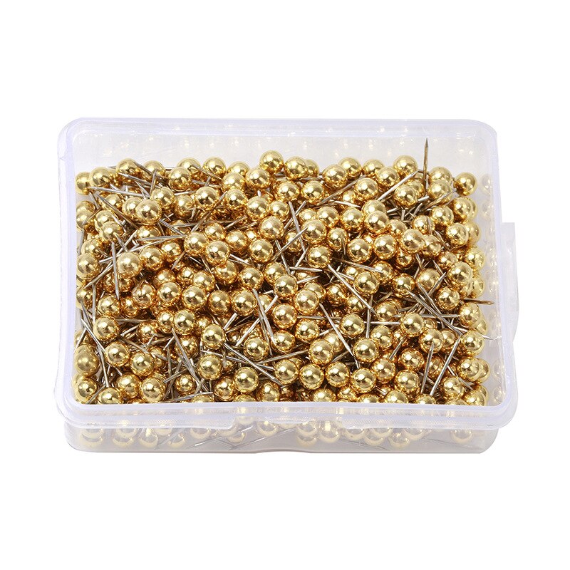 400PCS 4MM Round Plastic Head Steel Point Push Pins Map Thumb Tacks Pin Office School Supplies Safety Dressmaking Pins: Gold