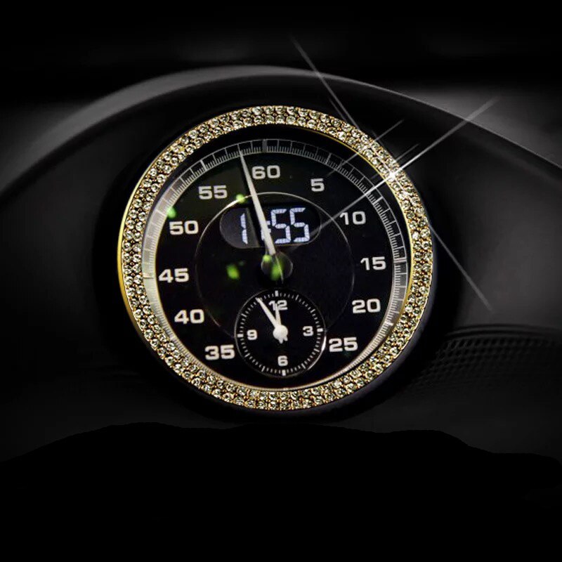 Car interior clock stickers diamond alloy rhinesto... Grandado
