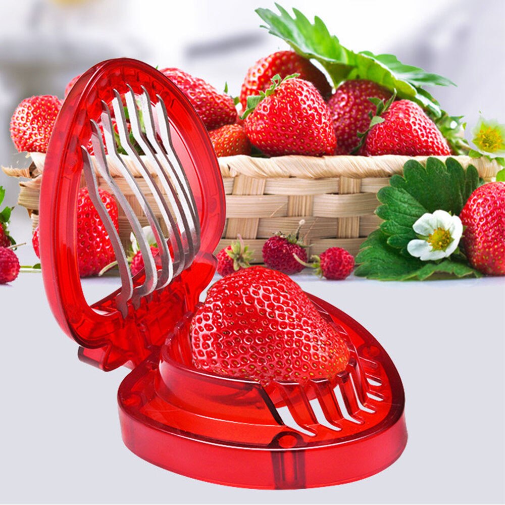 Jordbærskærer skærer udskærer frugt gadget værktøj jordbær stilk fjerner frugt udskæringsværktøj salatskærer kage dekoration