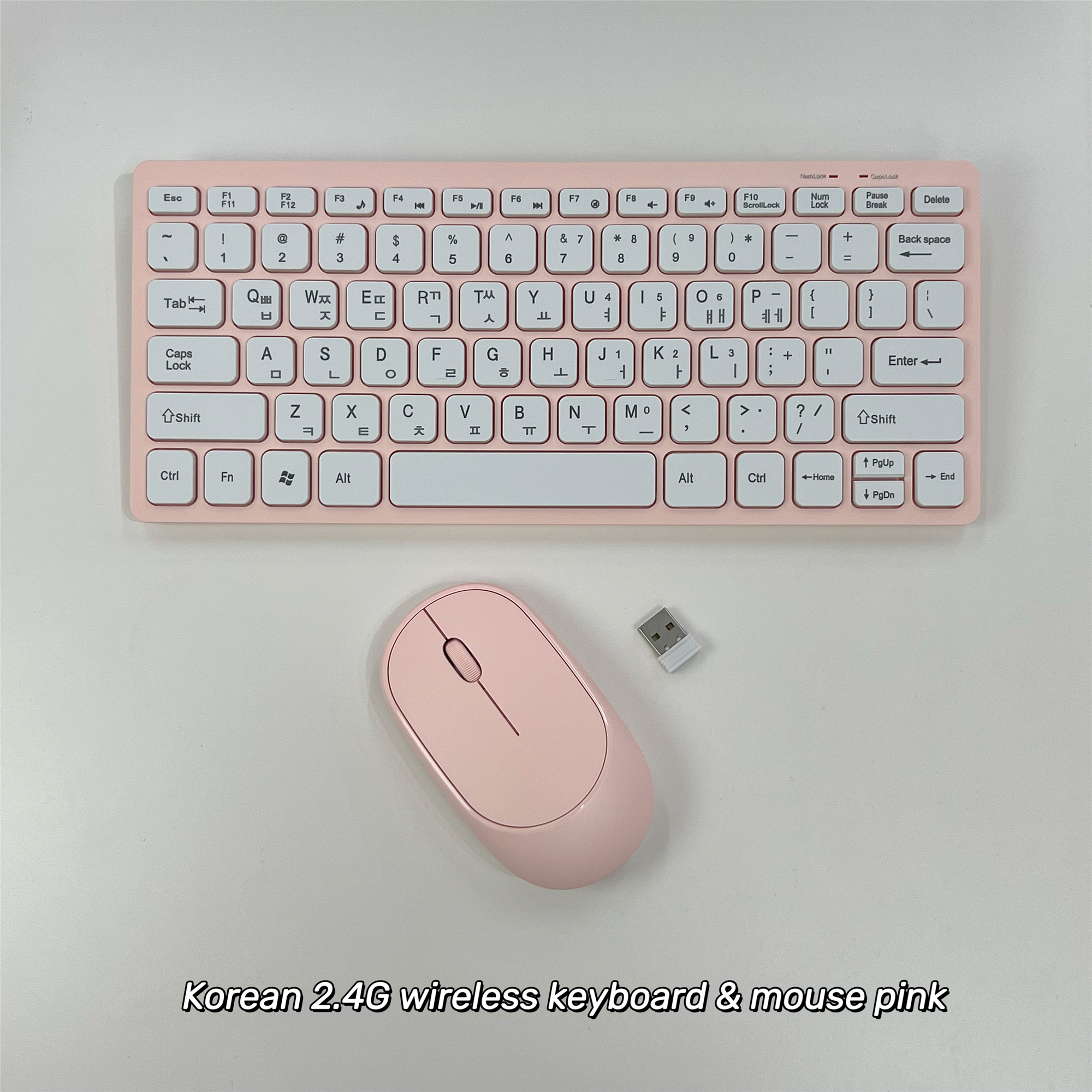 Korean 2.4G Wireless Keyboard and Mouse Protable Mini Keyboard Mouse Combo Set For Notebook Laptop Mac Desktop PC Computer: WHITE