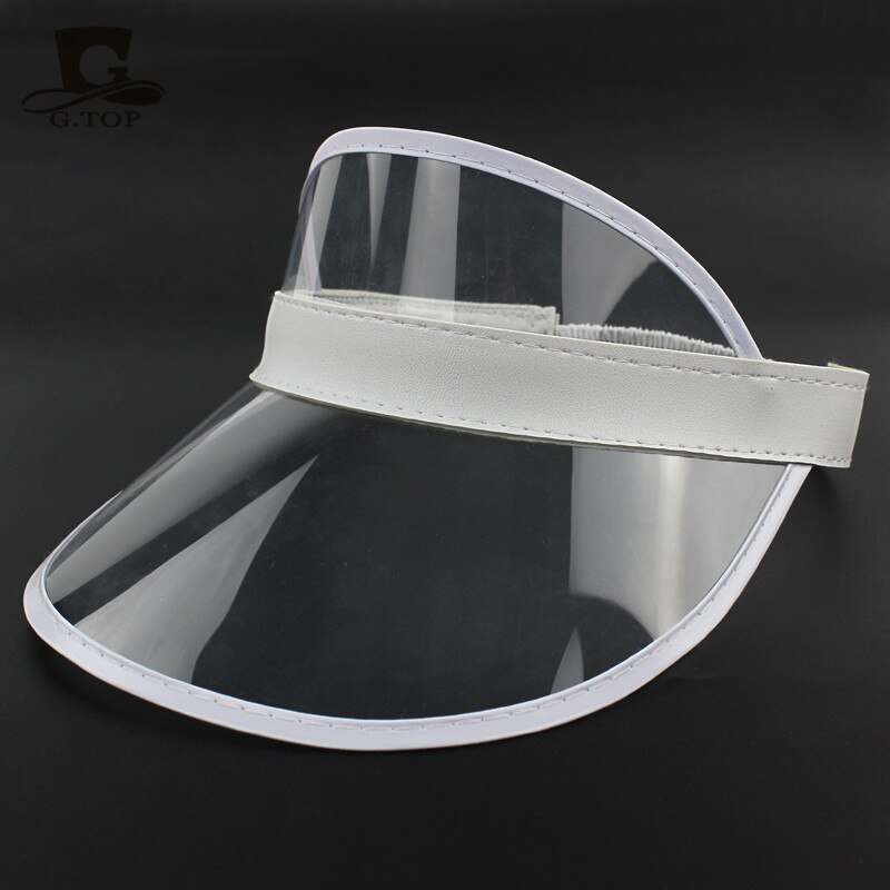 transparent plastic pvc sunshade summer sun hat: Clear