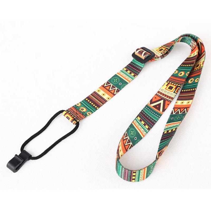 Clip On Ukulele Strap Adjustable Ukelele Strap Neck Sling Soft Material with Sound Hole Hook Ethnic Pattern