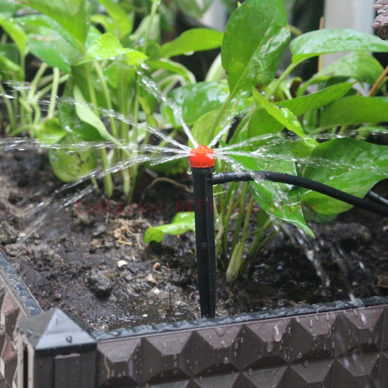 Conjunto de gotejador ajustável vermelho, 10/20/25m, micro sistema de irrigação por gotejamento, auto-irrigação, jardinagem