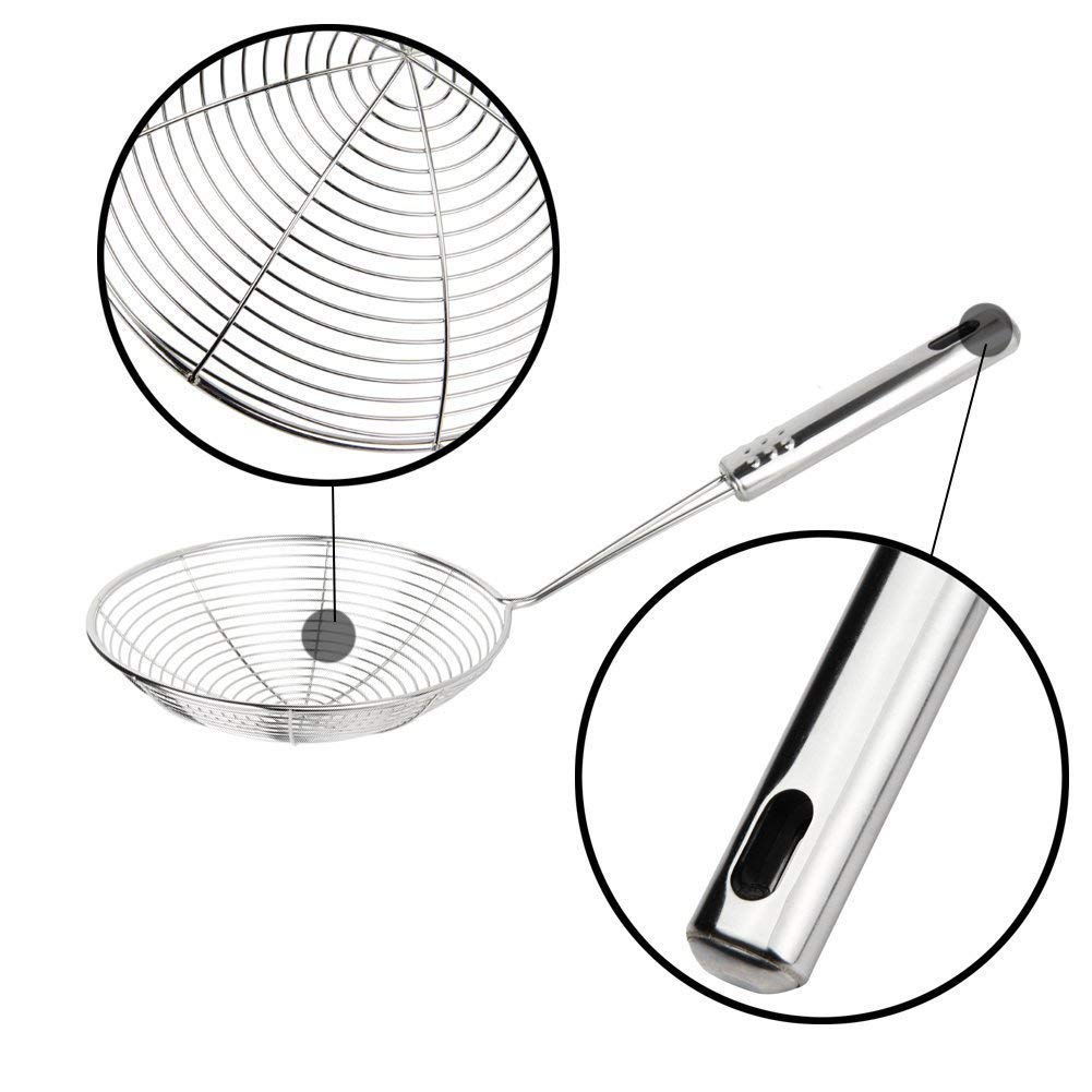 Premium 304 Stainless Steel Spider Mesh Strainer & Colander Ladle Skimmer Cooking Tool Kitchenware Heat-resistant
