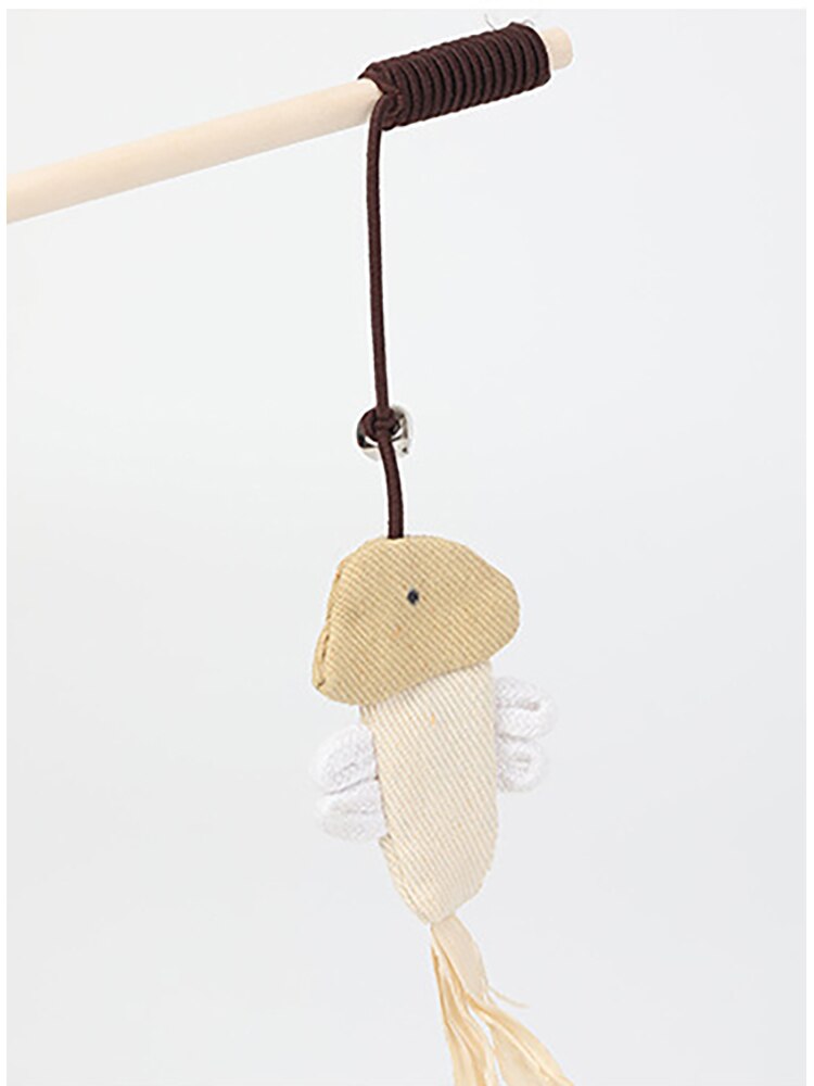 Gato juguetes de cuerda de cáñamo gatito palillo interactivo gato pesca juego varita pluma juguete para mascotas accesorios para gatos Mini: Small fish