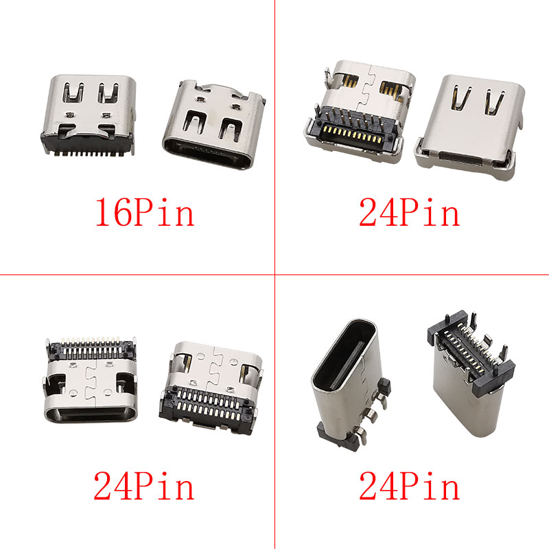 Connecteur USB Type C 2/6/16/24 broches, prise femelle, Port de chargement, SMD SMT PCB, soudure, bricolage, réparation, connecteurs de prise USB-C type-c, 10 pièces