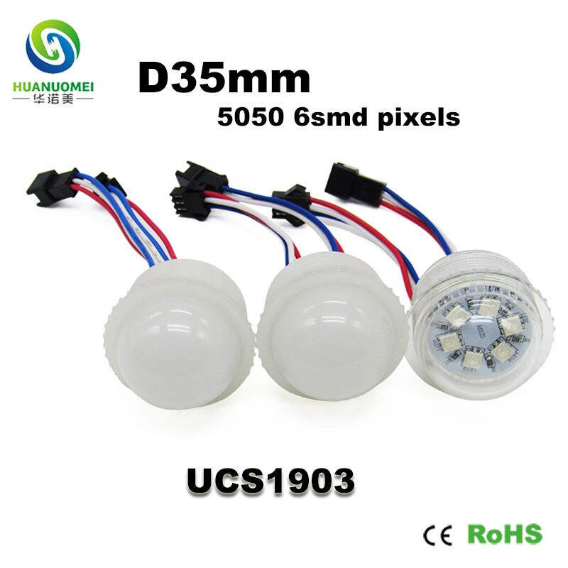 High Resolution LED Matrix Display Module 35mm 6LEDs UCS1903 Digital Bulb Lamp Full Color SMD5050 Addressable Pixel Light Source