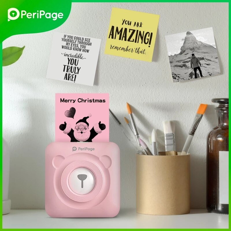 Peripage – Mini-imprimante thermique A6, 304dpi, Bluetooth, couleur marron jaune, téléphone portable, Android IOS,