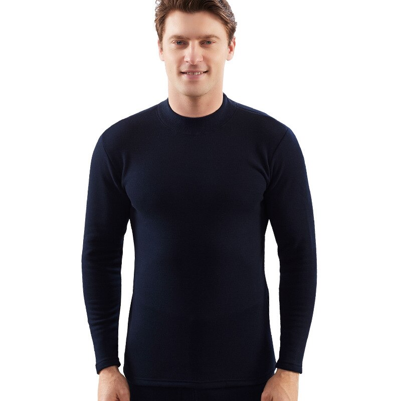 Calzoncillos largos de algodón para hombre, ropa interior térmica, traje grueso de lana y terciopelo con cuello alto, para invierno