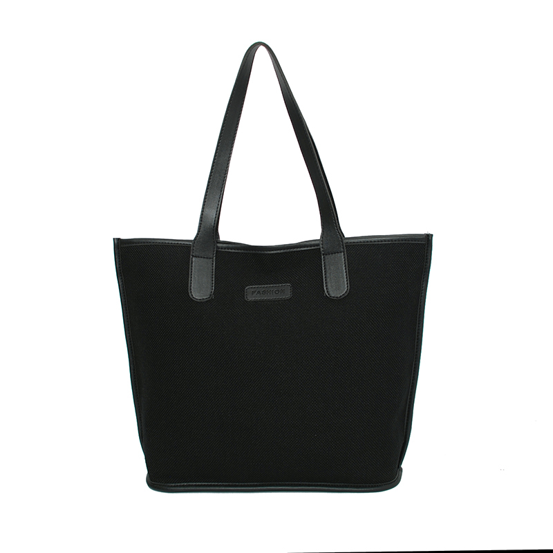 women handbag casual big tote bags shoulder bag beach shopping hand bag pu leather handbags: Black