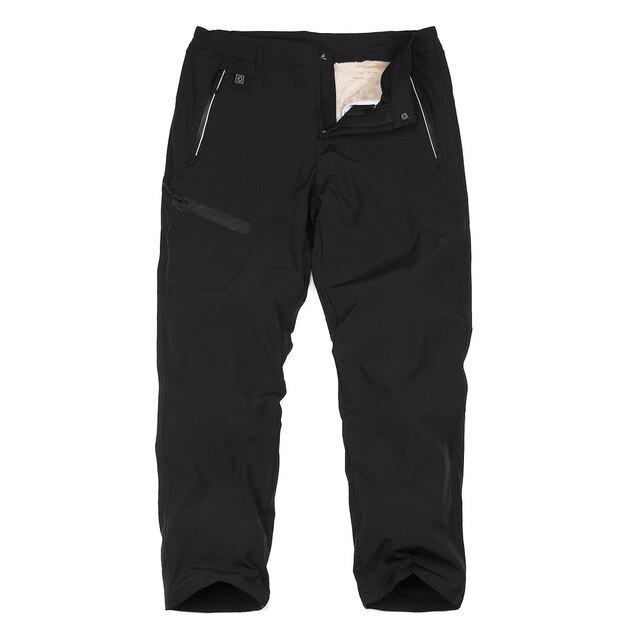 Men USB Electric Heating pant Winter Thick USB Intelligent Heated Warm Trousers Velvet Warm Knee Trousers Pant for Outdoor Sport: Black / XXL