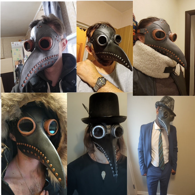 Máscara de Doctor de peste negra para Halloween, disfraz de médico de goma Steampunk, máscara de látex con pico de pájaro, accesorios de Cosplay para niños y adultos