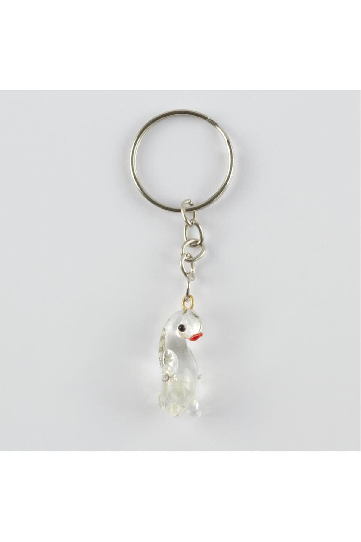 Pinguïn Dacht Glas Sleutelhanger Kleur: Transparant