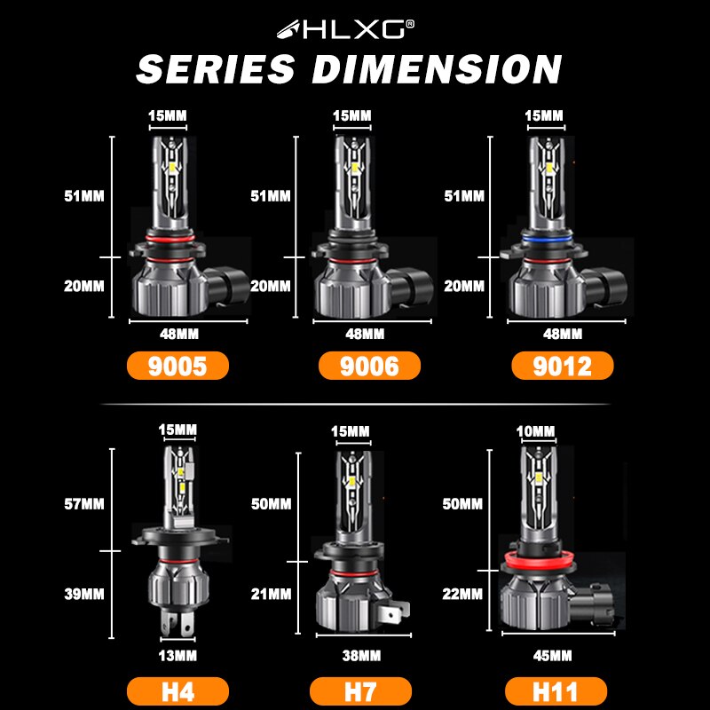 HLXG lampada projetor h4 led mini projetor carro farol HB4 HB3 H11 H7 led headlight Bulbs 9005 9006 Motorcycle Fog Lamp Fanless
