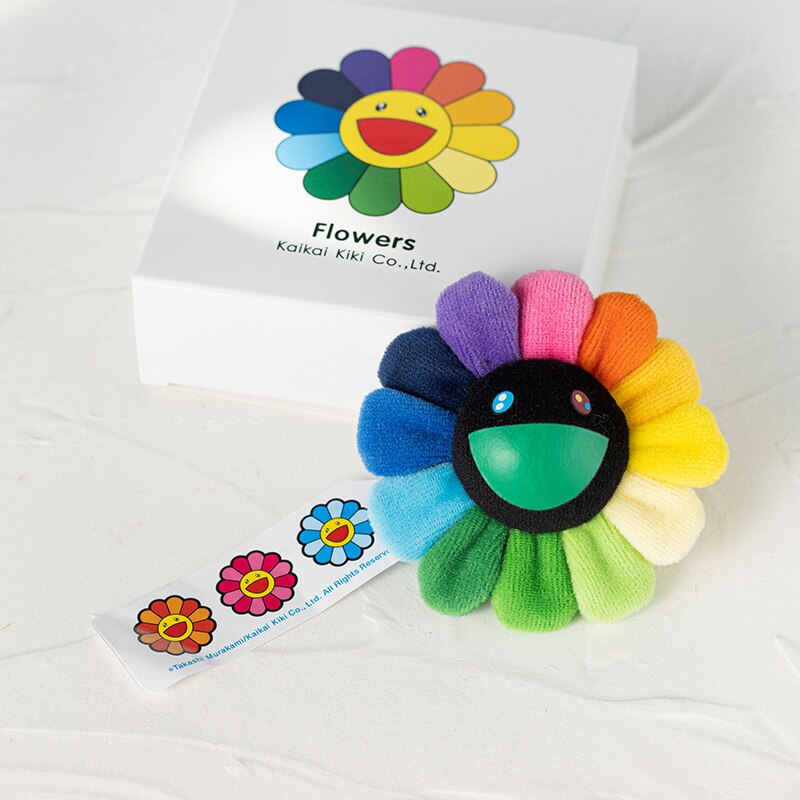 Broche de girasol japonés para Bebé y Niño, flor de arcoíris de peluche, estera de suelo juego, asiento, decoración colorida: Colorful black