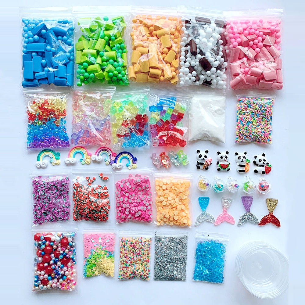 46Stck Schleim Lieferungen Bausatz Schaum Perlen Pailletten Für DIY SlimeCrystal Kleber Machen Magie Platz freundlicher spielzeug für freundlicher 2pc: Default Title