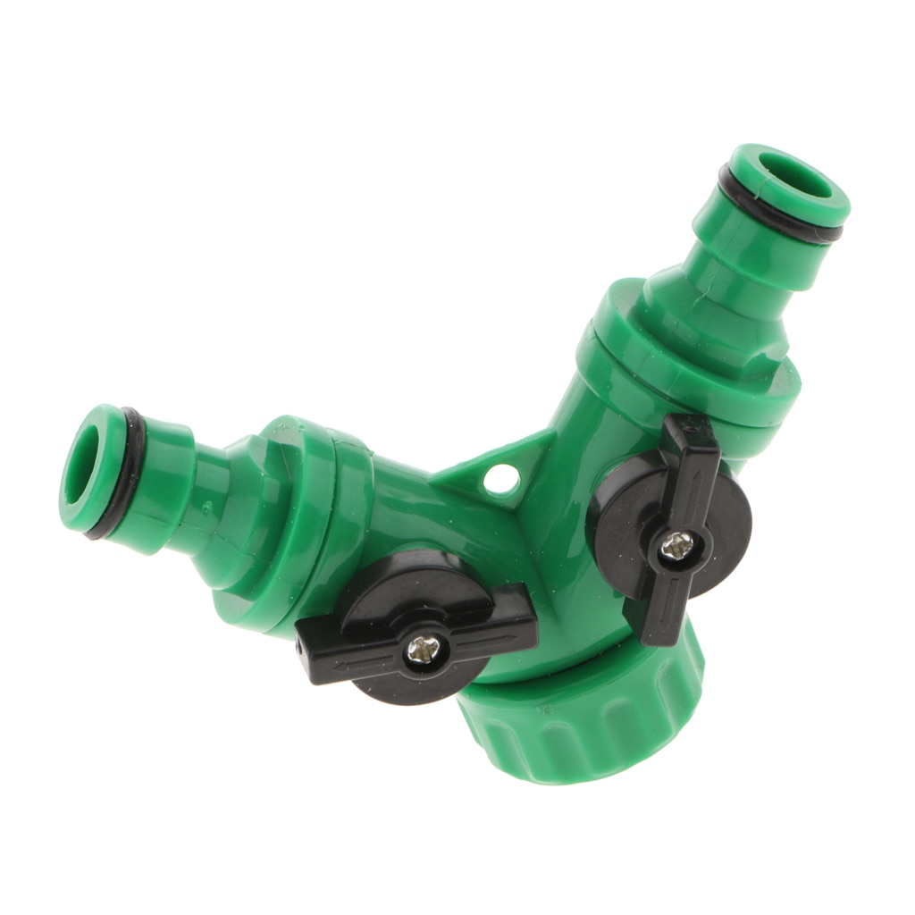 Garden 2-Way Y Adapter for Quick Connector w/ Switch on Irrigation Hose Pipe