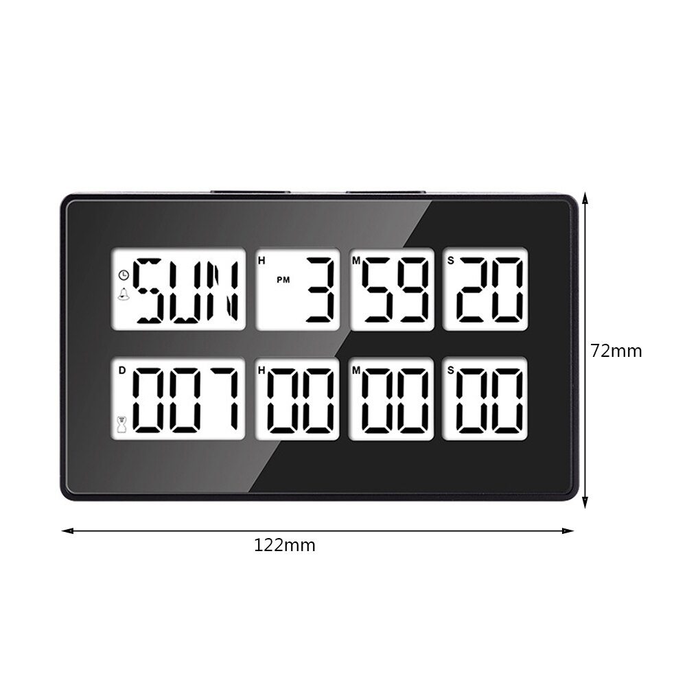 3Levels Multifunctional LED Screen Mirror Digital Display Wake Up Clock Desktop Automatic Photosensitive Electronic Alarm Clock: Black