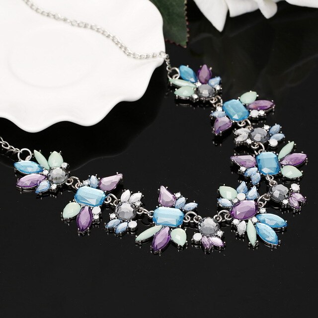 Blauw Roze Rhinestone Kettingen Hanger Boho Verklaring Ketting Goud Kleur Vintage Hanger Lady Dress Choker Ketting: A