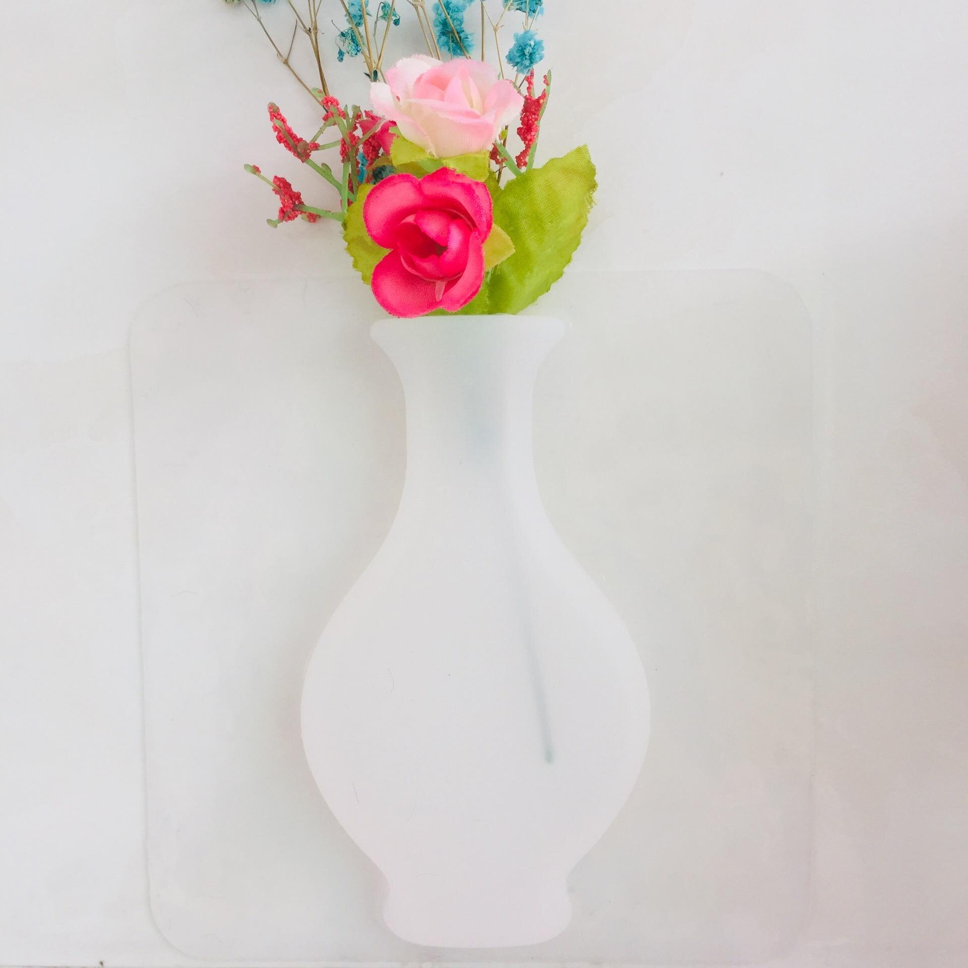 1pc lange hals vazen van rubber siliconen kleverige bloemenvaas, wanddecoratie vaas container bloemfles vaas decoratie thuis guanyin vaas: Wit