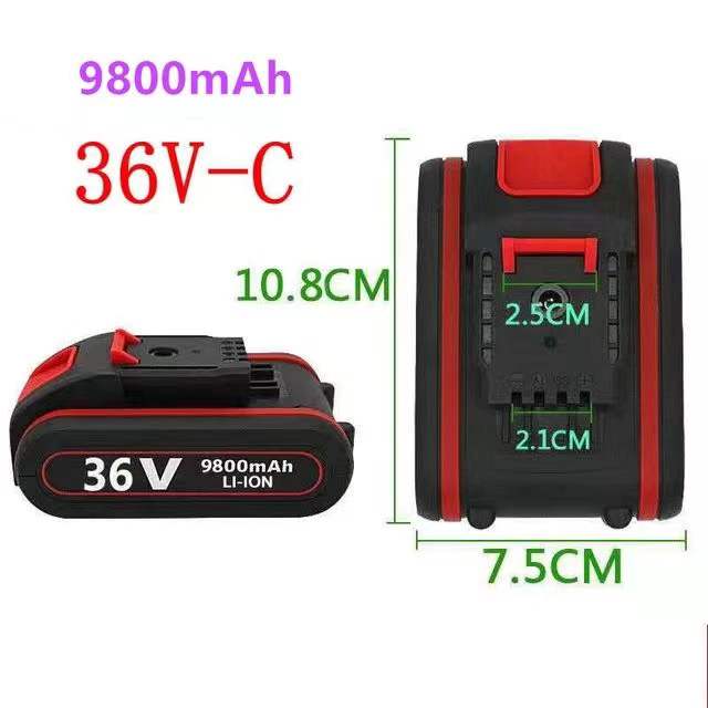 21V 36v 9800mah electric tool general rechargeable lithium battery electric screw driver electric drill Li-ion batter: Red