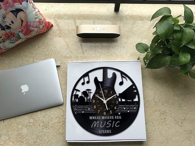 Musical Led Vinyl Wall Clock 12 Inch Quartz Antique Style Large Decorative Decorate your bedroom living room
