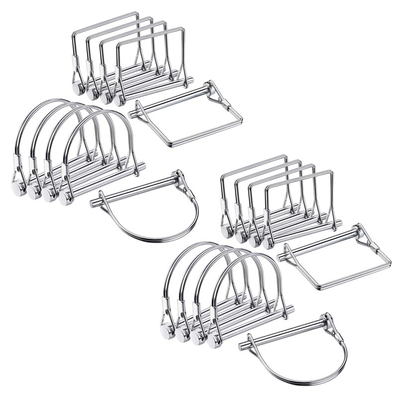 10 Pcs Shaft Locking Pin Safety Coupler Pin 1/4 Inch Diameter In 2 Shapes Of Square And Arch For Farm Trailers Wagons Lawn Hitches And Garden Silver By Xbdzr - View #7