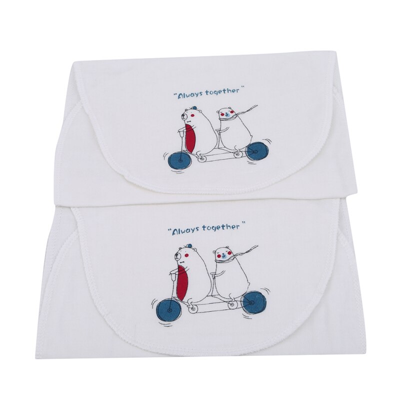 2 st/förpackning aby wicking handduk absorberar svett tillbaka handduk svettservetter återanvändbar babyhandduk med tecknat tryck: Cyklande björn