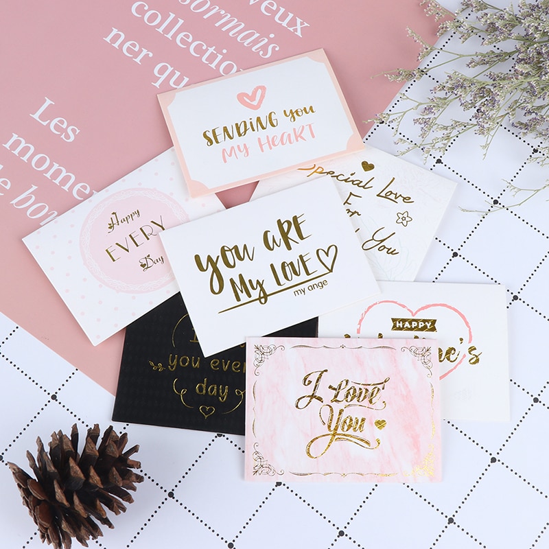 Tarjeta de felicitación creativa de 10 Uds., tarjeta de felicitación para boda, Mensaje de flores para el Día de San Valentín, tarjeta de agradecimiento, decoración para de cumpleaños