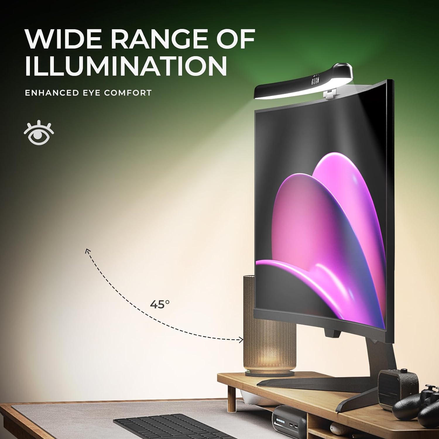 Gebogene Monitor-lichtleiste mit rgb-hintergrundbeleuchtung, augenschonende berühren-atmosphärenbeleuchtung für computerbildschirme zur dekoration von Spielen-räumen