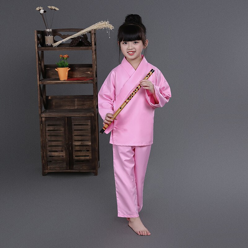Girls Classical Traditional Costume White and Pink Ancient Pajamas Suit Han Tang Dynasties Chinese Hanfu Clothes Tops + Pants: Pink / XXL